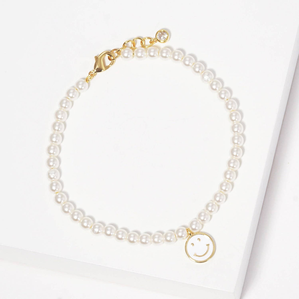 Gold Plated Freshwater Smiley Face Bracelet