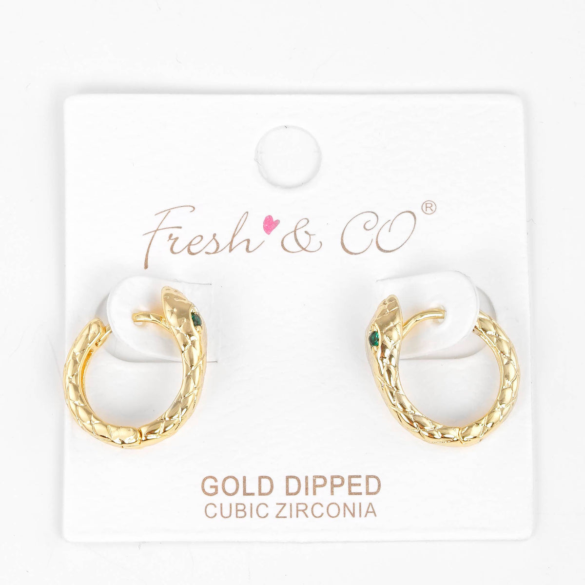 Gold Plated Snake Huggie Hoop Earrings