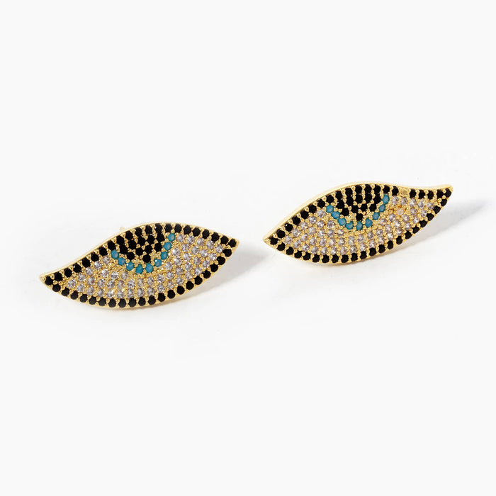 Gold Plated Evil Eye Protection Earrings