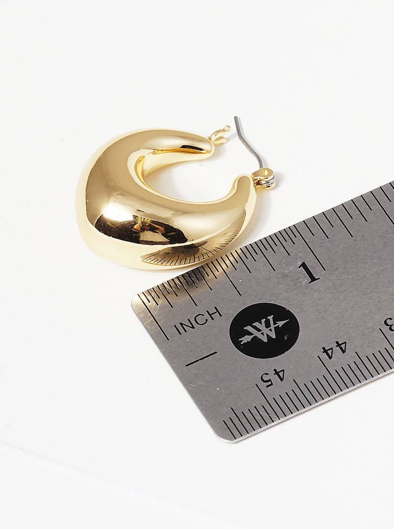 Gold Chunky Oval Huggie Earrings