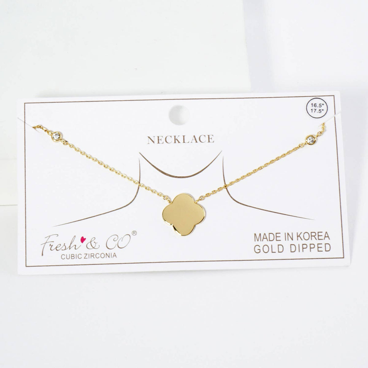 18K Gold Dipped Brass Quatrefoil Pendant Necklace