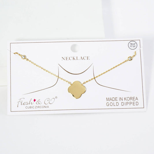 18K Gold Dipped Brass Quatrefoil Pendant Necklace