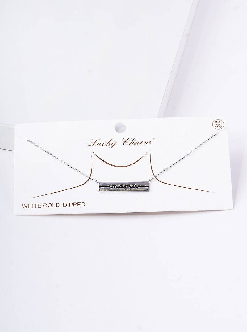 Gold Mama Engraved Bar Necklace