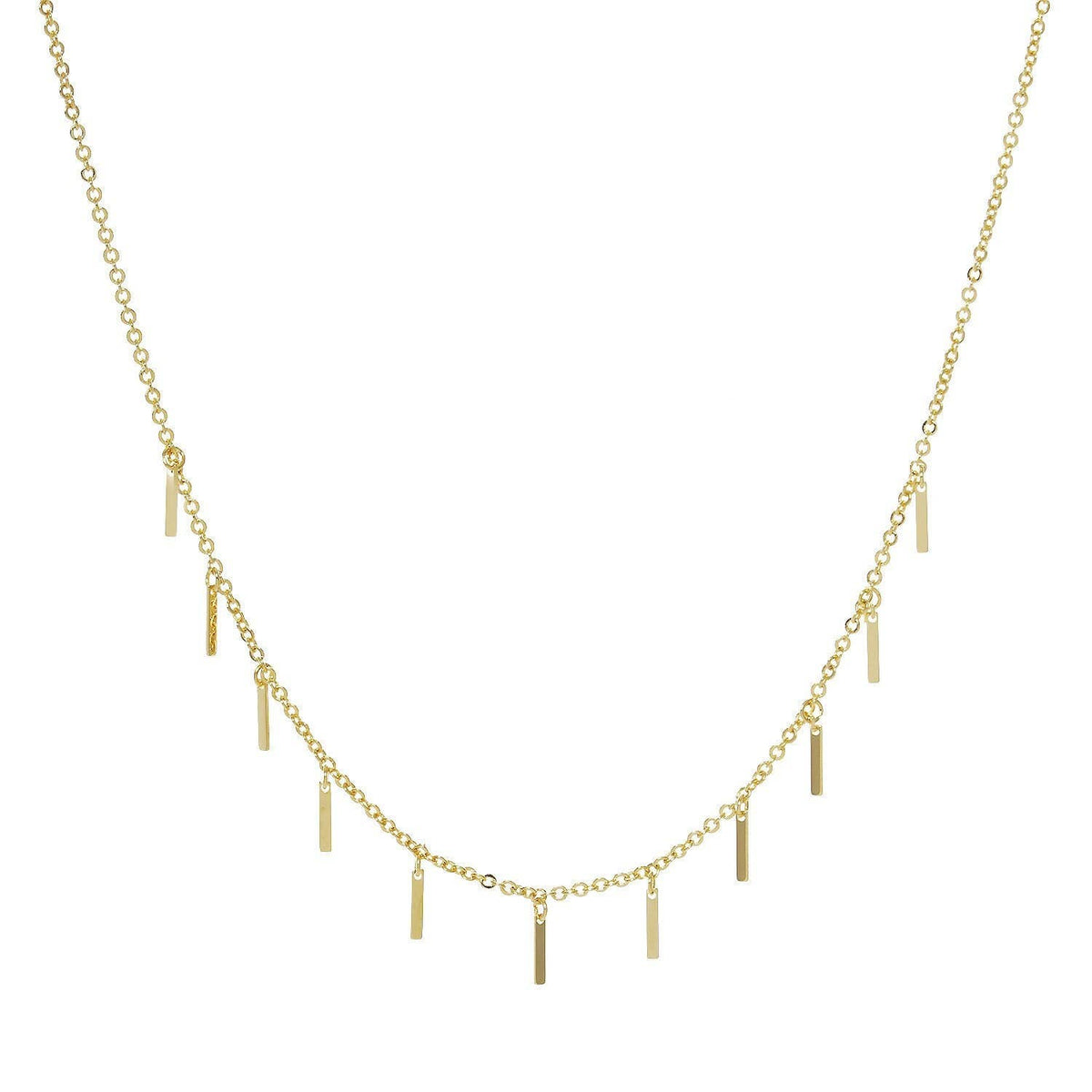 Gold Plated Chain w/ Dangling Mini Bars Necklace