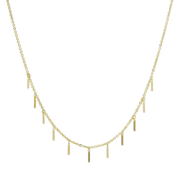 Gold Plated Chain w/ Dangling Mini Bars Necklace