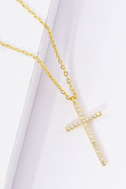 Gold Plated Cubic Filled Mini Cross Necklace
