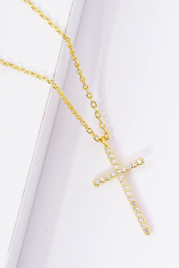 Gold Plated Cubic Filled Mini Cross Necklace