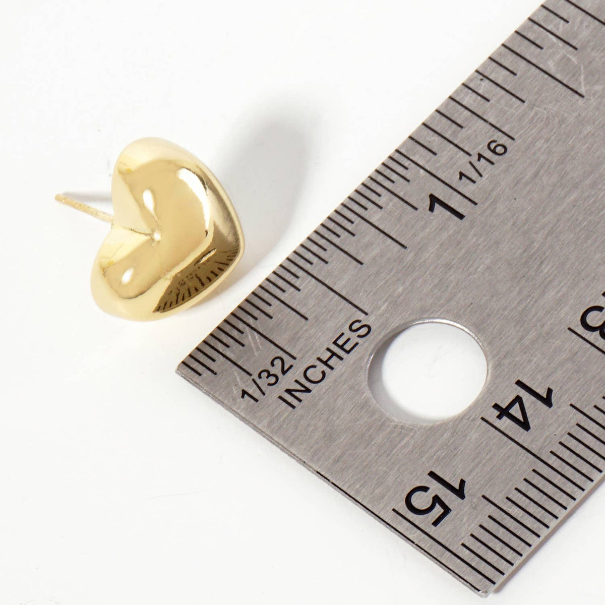Polished Brass Heart-Shaped Stud Earrings