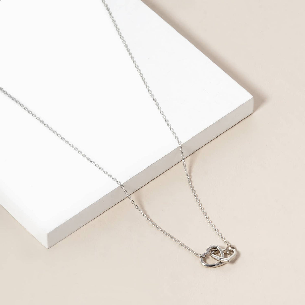 Interlocking Double Heart Pendant Necklace