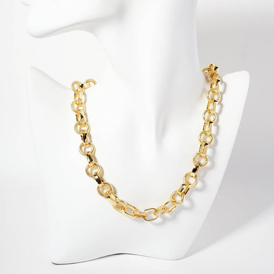 18K-Gold-Dipped 14-12mm Textured Chain Necklace