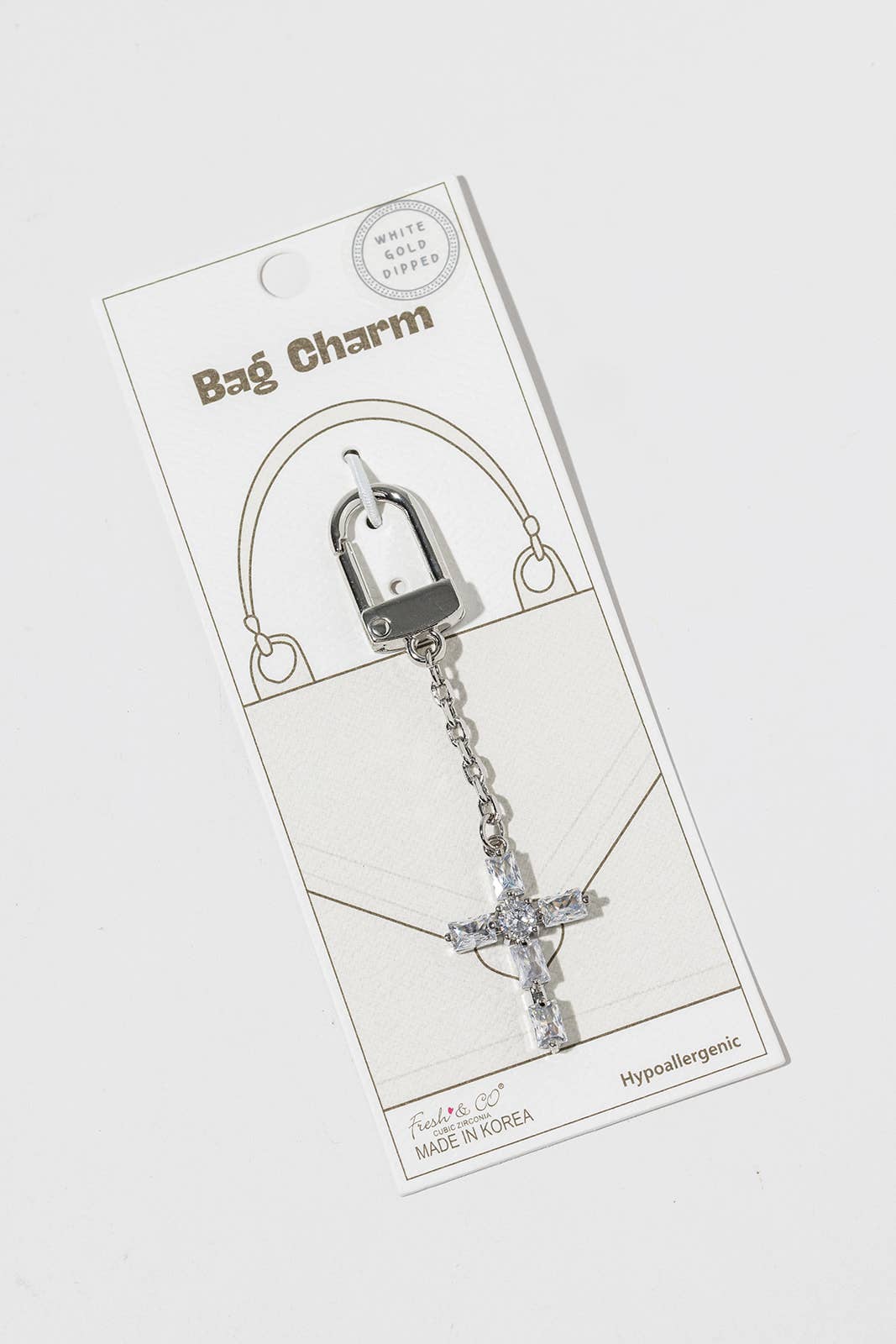 Cubic Zirconia Cross Bag Charm & Keychain