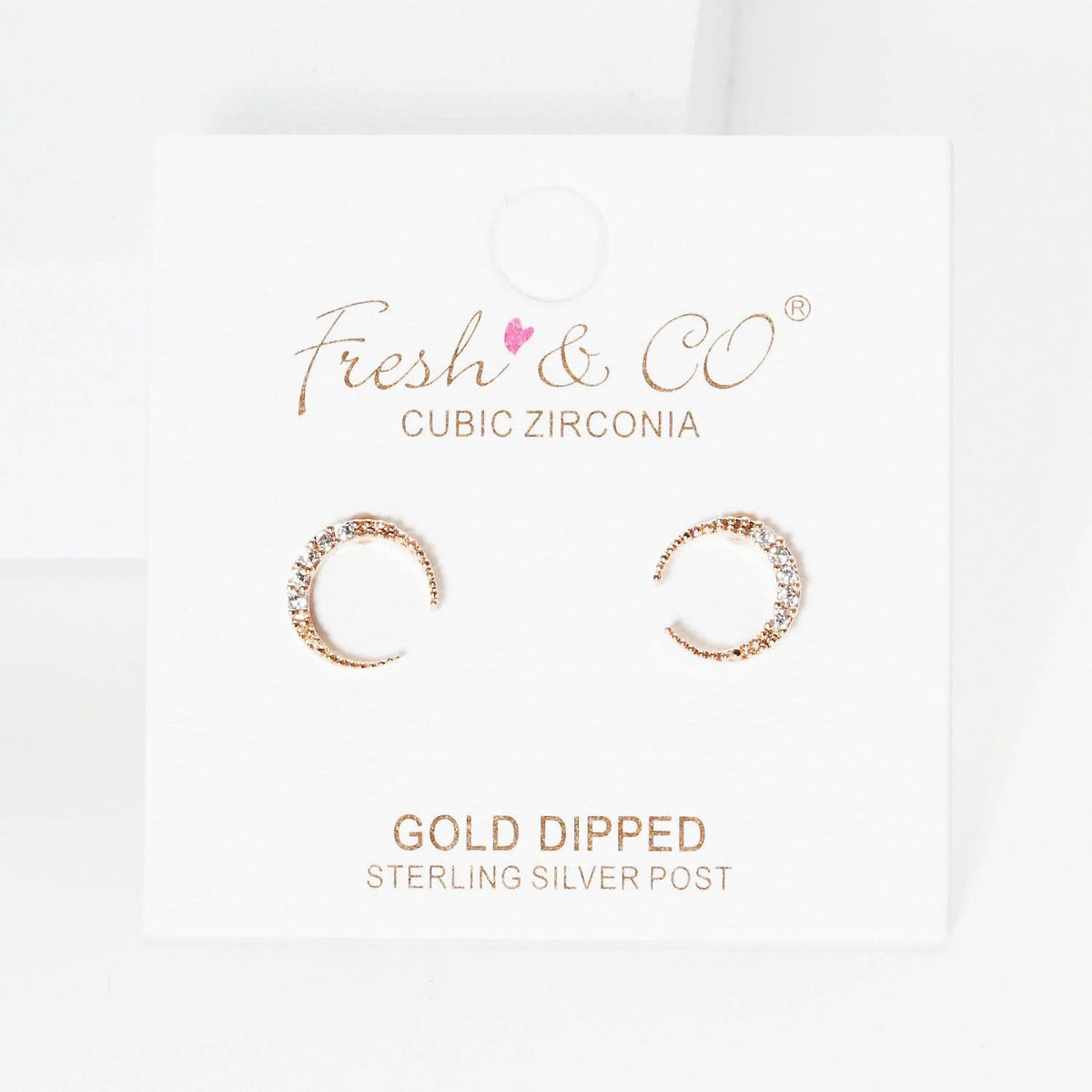 Gold Plated Crescent Moon Stud Earrings
