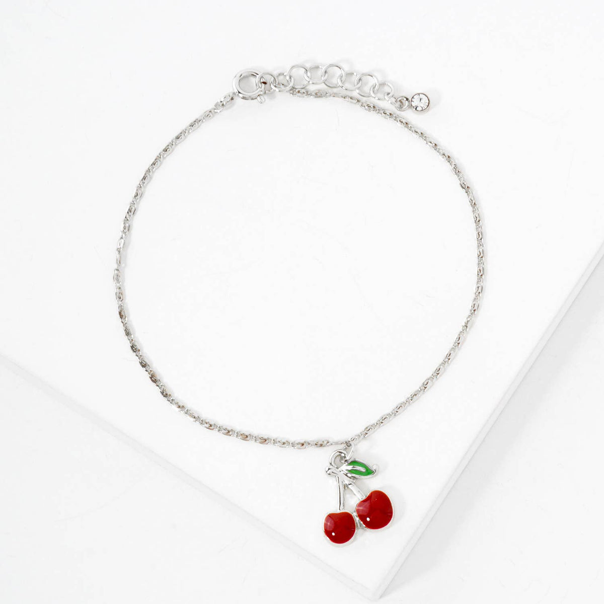 Enamel Cherry Charm Bracelet.