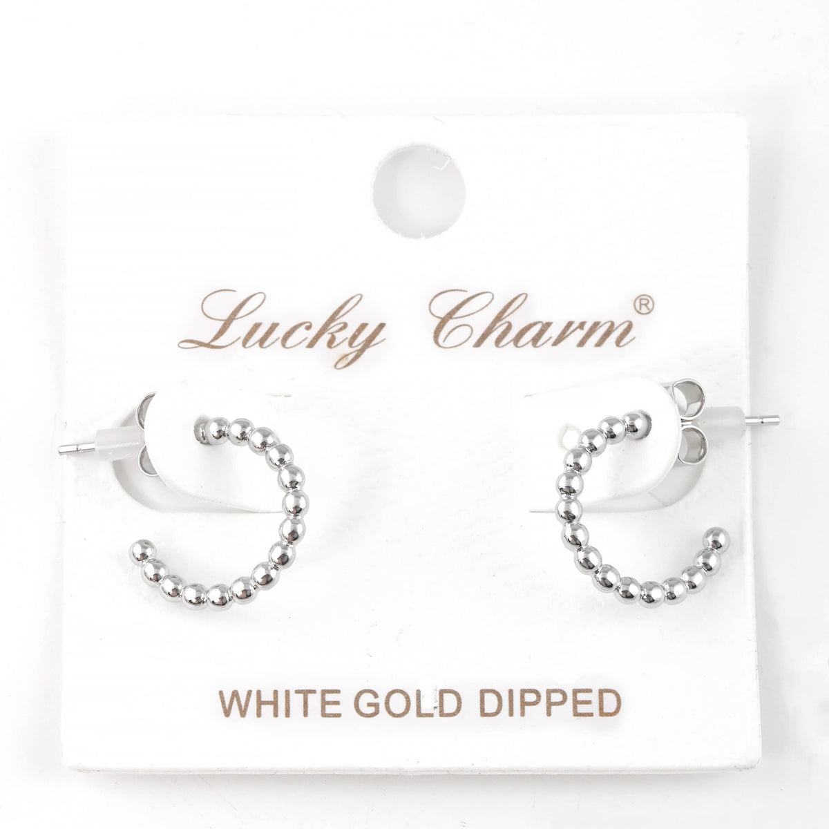 Gold Graduated Bead Open Hoop Earrings