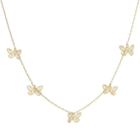 5 Gold Plated Tiny Butterfly Charm Necklace