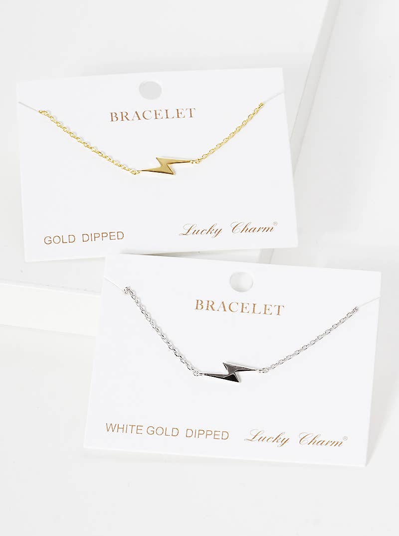 Minimalist Lightning Bolt Charm Bracelet