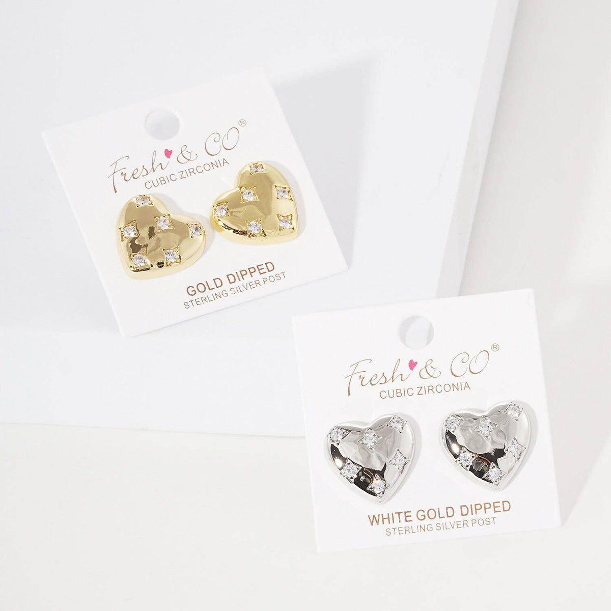 Gold Heart Shaped Post Earrings