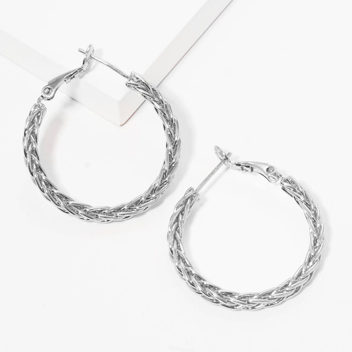 Gold Plated Twisted Braided Hoop Earrings