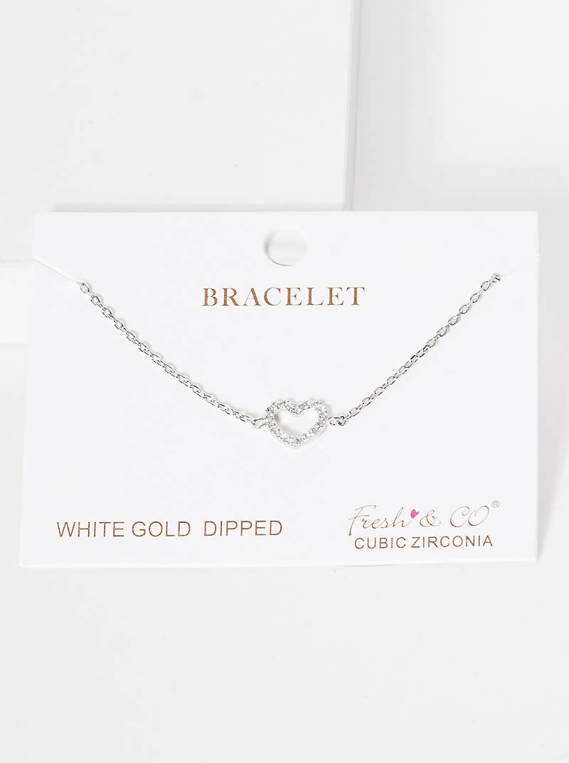Dainty Pavé Heart Charm Bracelet