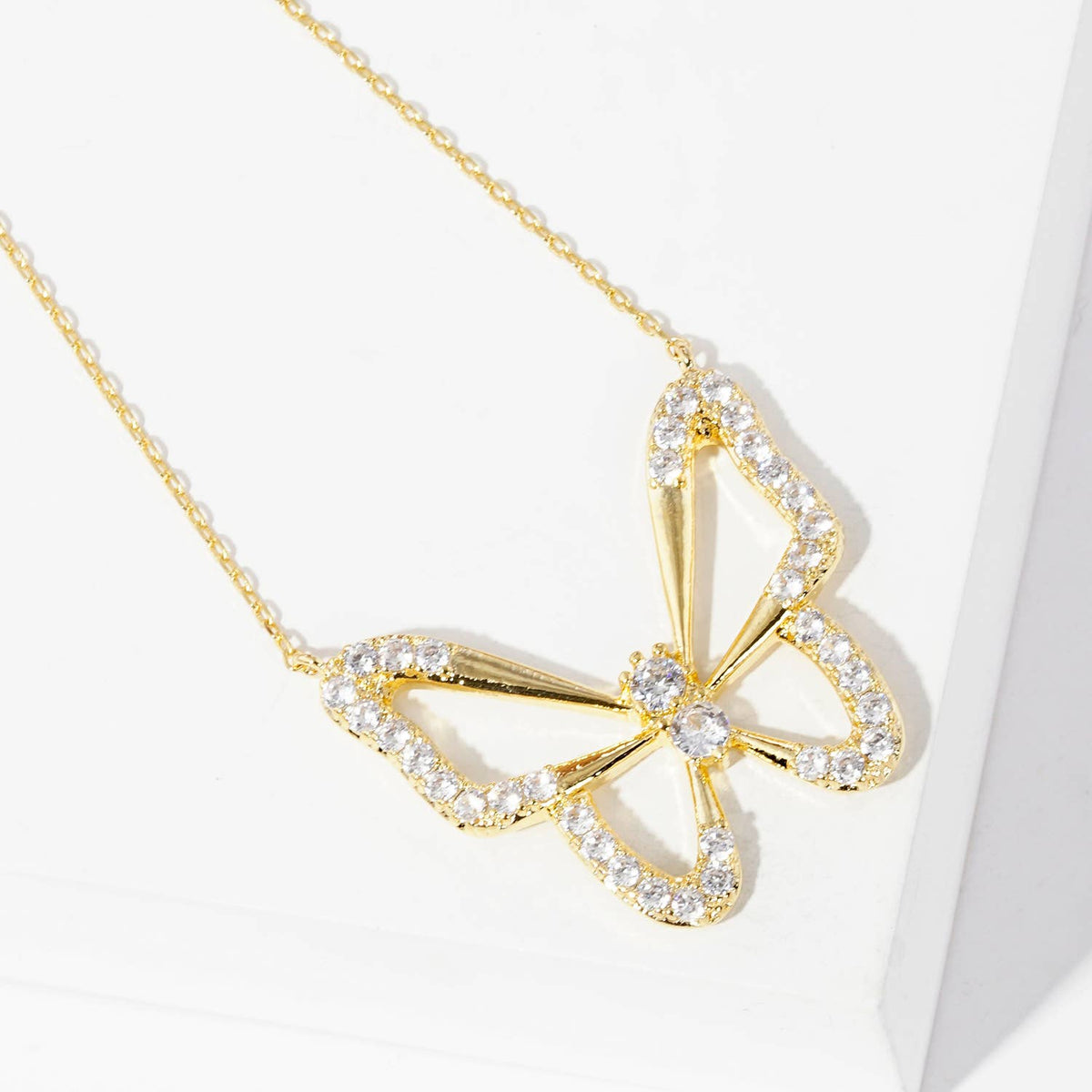 Gold Plated Butterfly Pendant Necklace