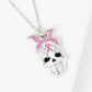 Breast Cancer Awareness Sugar Skull Necklace