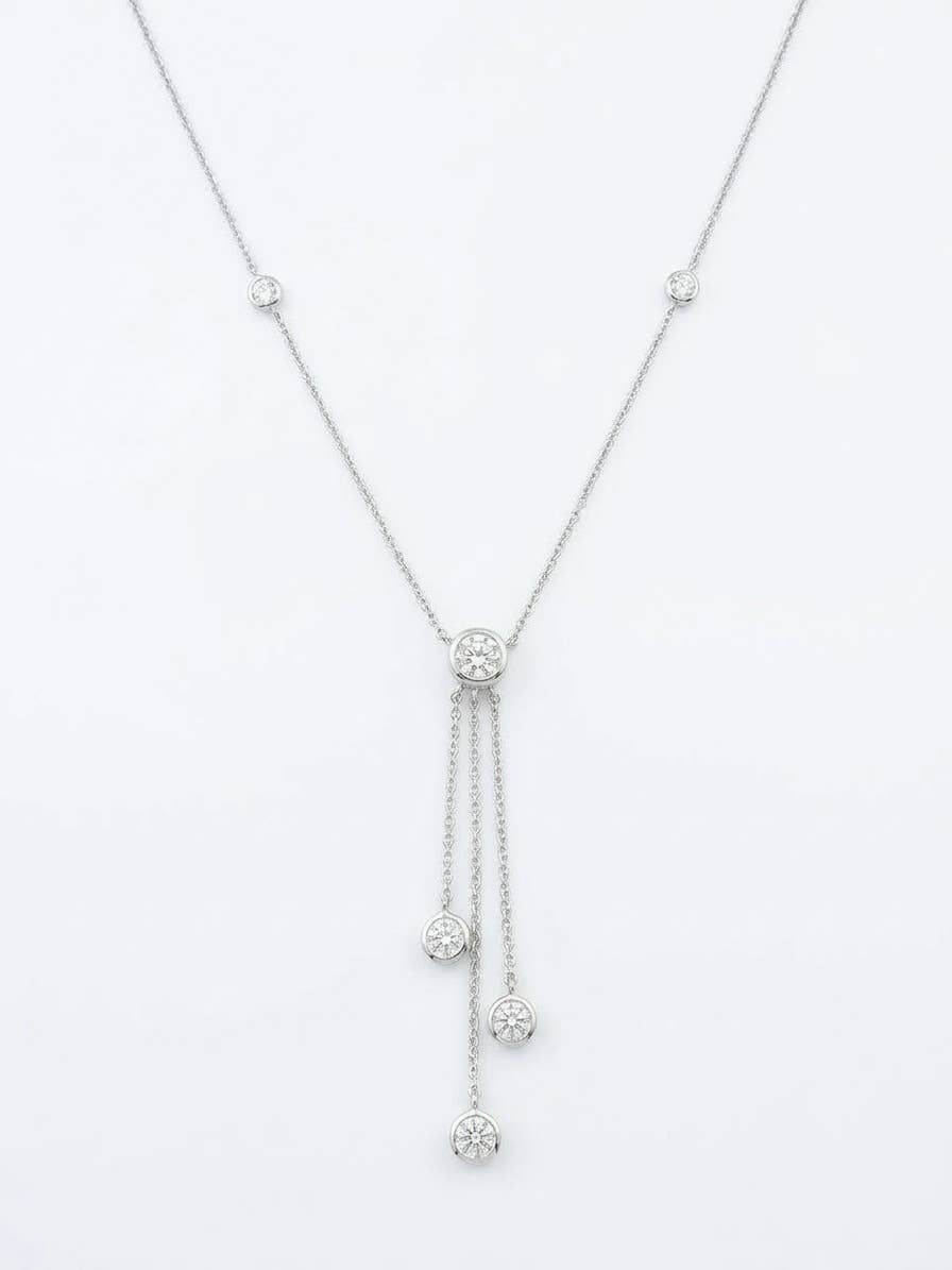 Minimalist CZ Multi-Strand Tassel Y-Necklace