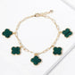Mother of Pearl Clover Charm Paperclip Link Bracelet