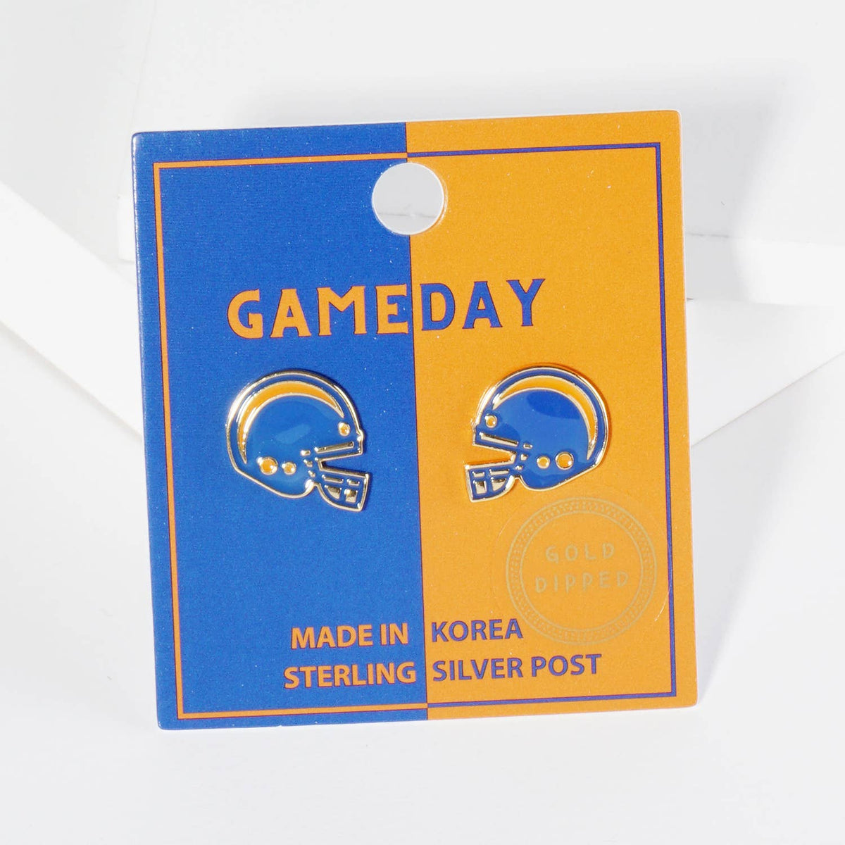 18K Gold Dipped Enamel Football Helmet Game Day Stud Earring