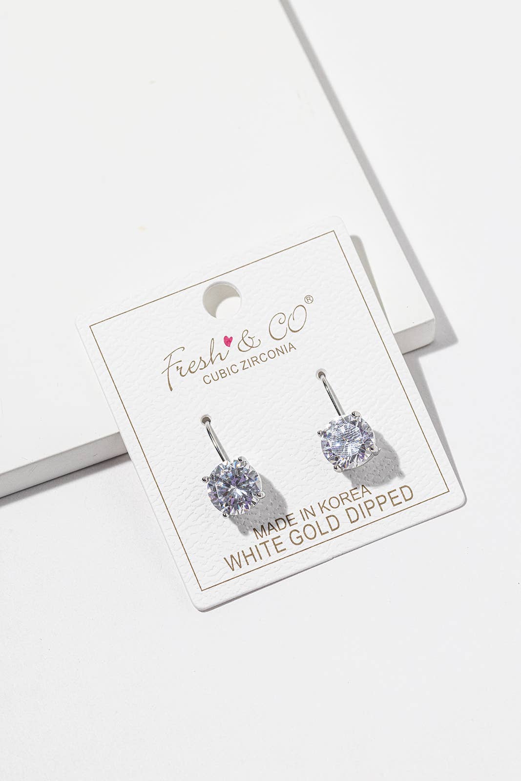 Round Cubic Zirconia Drop Earrings – Solitaire CZ on Lever