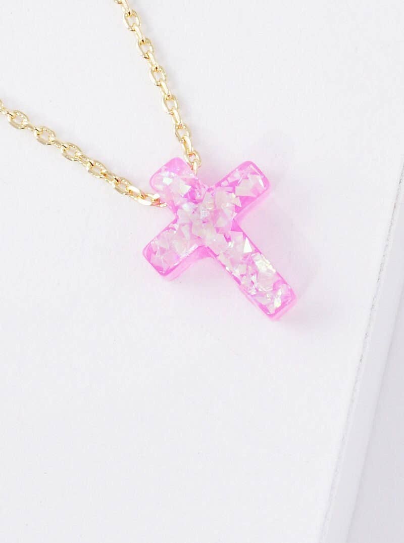Gold Plated Opal Cross Necklace