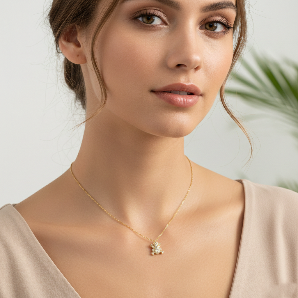 Dainty Pave CZ Frog Pendant Necklace