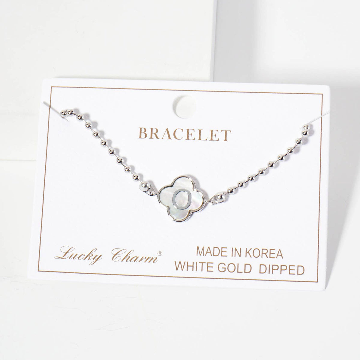 Dainty Gold Dipped Initial Clover Bracelet