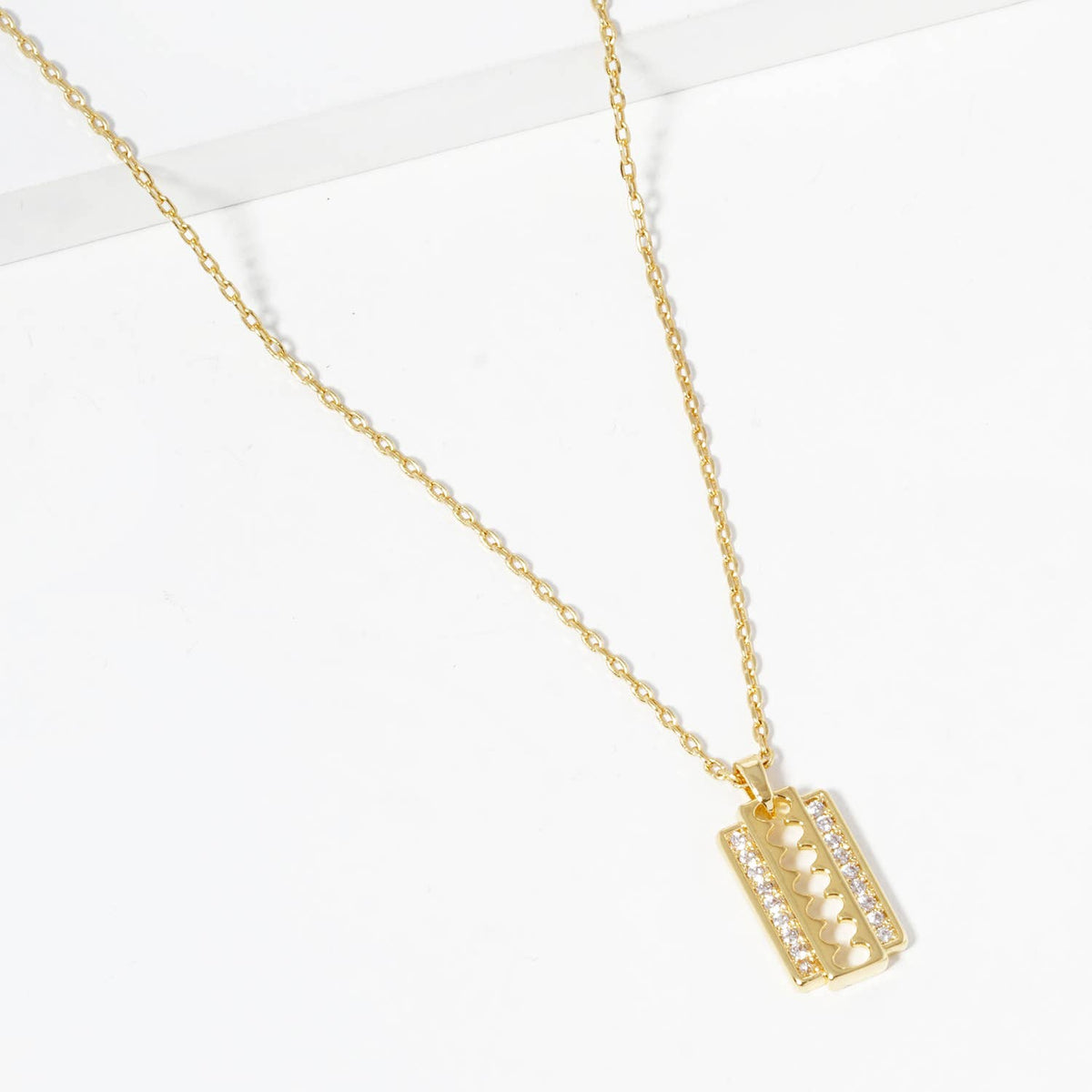 Dainty Crystal Razor Blade Pendant Necklace