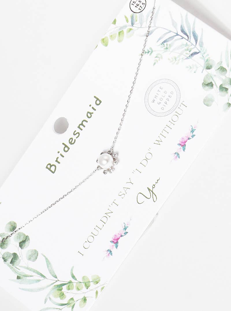 Dainty Bridesmaid Pearl & Rhinestone Cluster Necklace