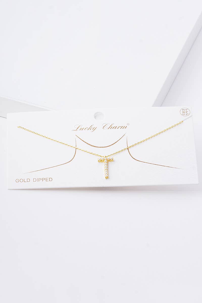Gold Plated Pearl Initial Necklace