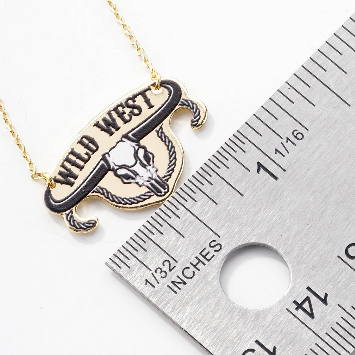 Wild West Bull Skull Enamel Pendant Necklace
