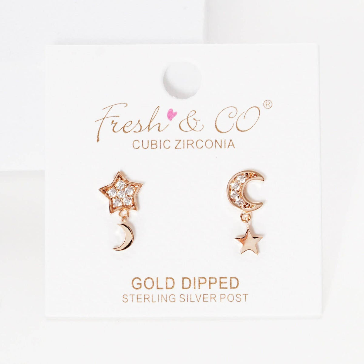 Gold Stars and Moon Dangle Earrings