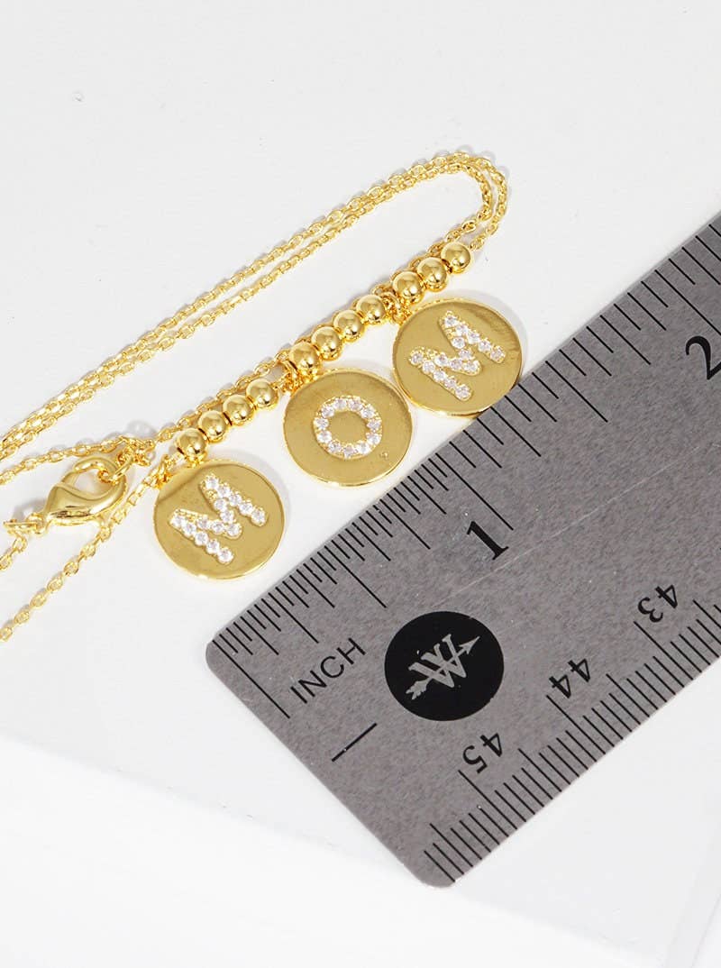 Gold Plated Mama Letter Disc Necklace