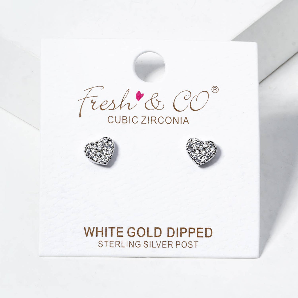 18K Gold Dipped CZ Pave 5mm Heart Post Stud Earrings