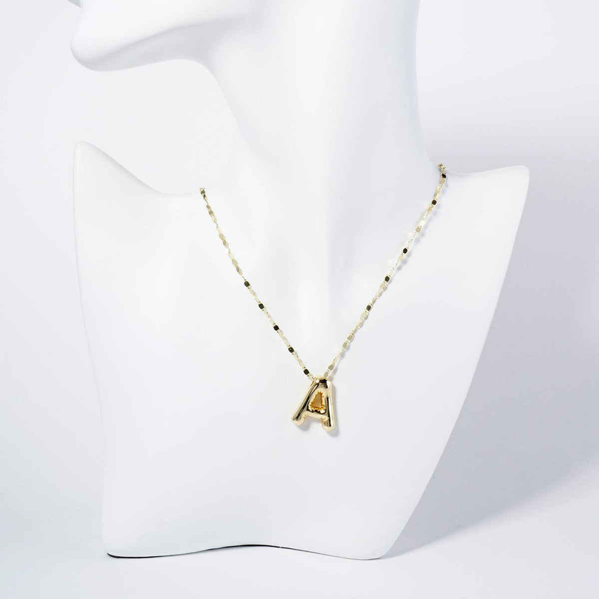 18K Gold Dipped Brass Bubble Initial Pendant Necklace