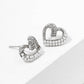 Dazzling Pave Heart & Pearl Accent Stud Earrings