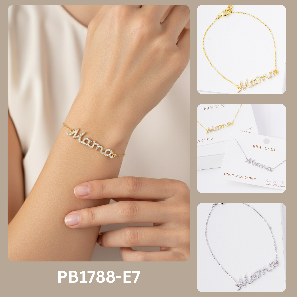 Minimalist Pavé "Mama" Lettering Bracelet