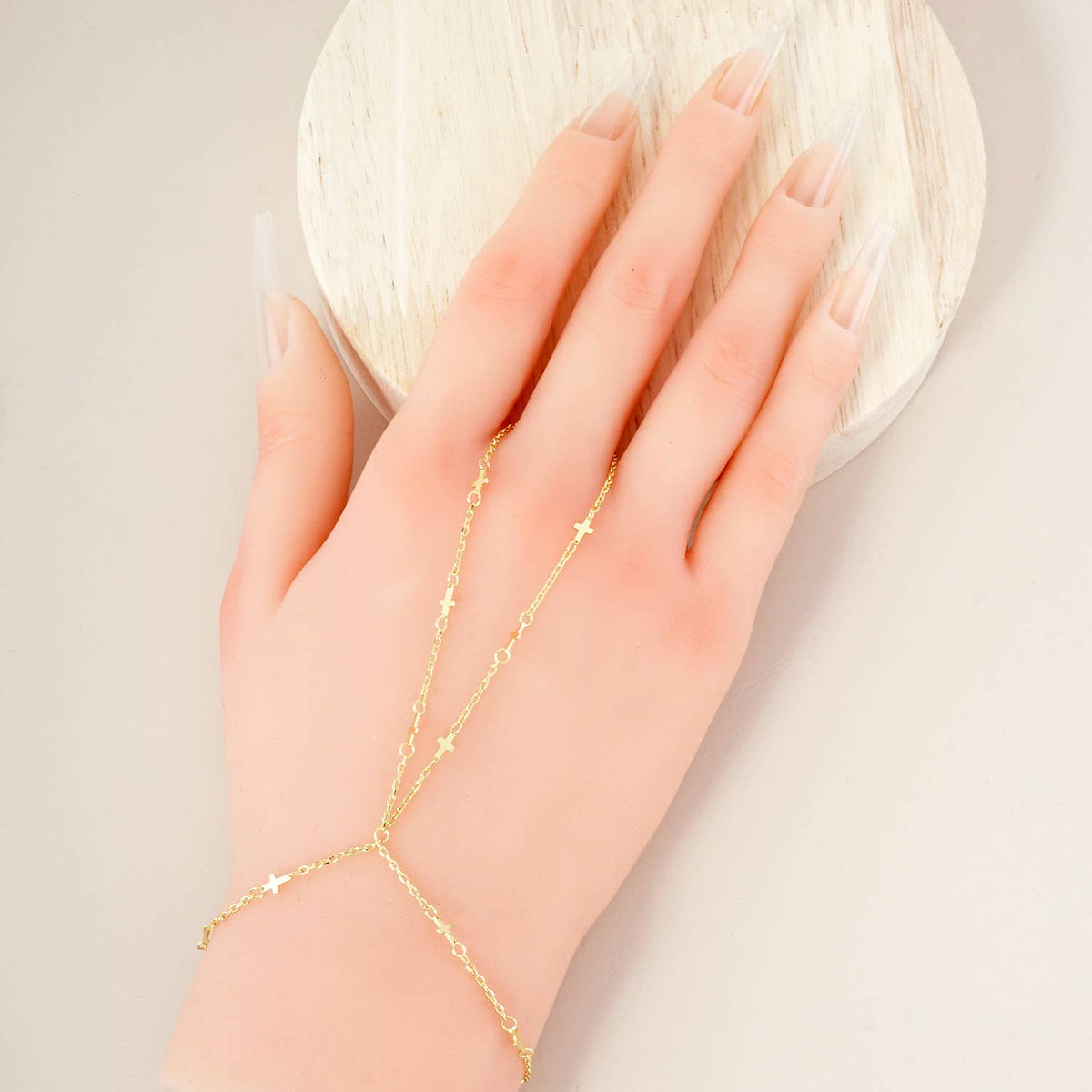 Religious-Theme Satellite Delicate Cross Hand-Chain Bracelet