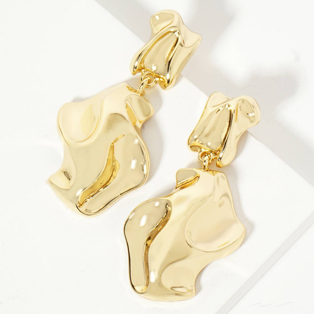 Handcrafted-Like Textured Design Organic Statement Earrings