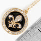 Gold Plated Fleur De Lis Circle Pendant Necklace