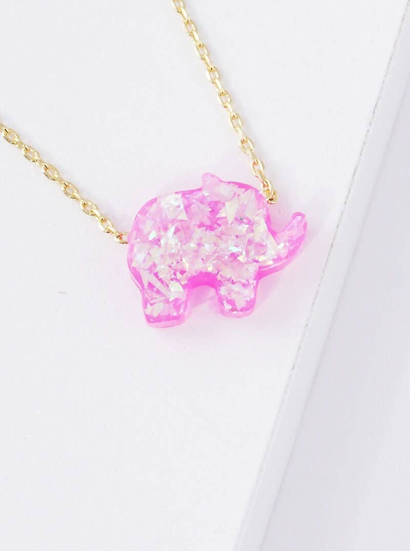Gold Plated Opal Elephant Necklace