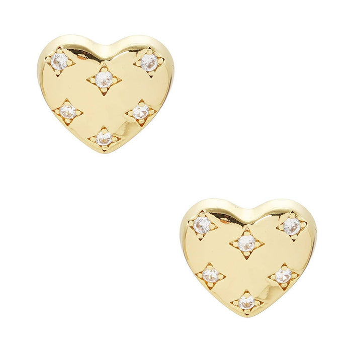 Gold Heart Shaped Post Earrings
