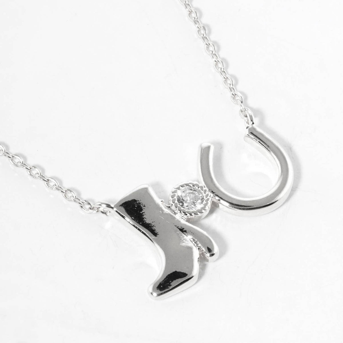 Cowgirl Boot & Horseshoe Pendant Necklace