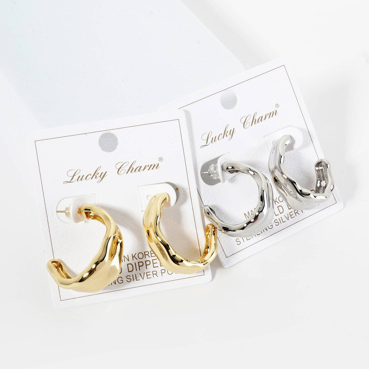 18K Gold Dipped Organically Shaped 30mm Open Hoop Earrings