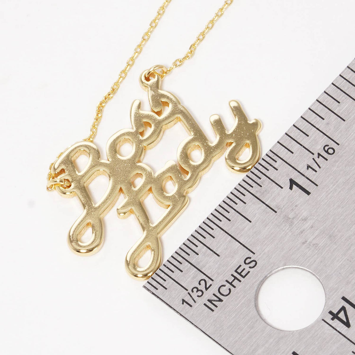Gold Plated Bold Boss Lady Cursive Necklace